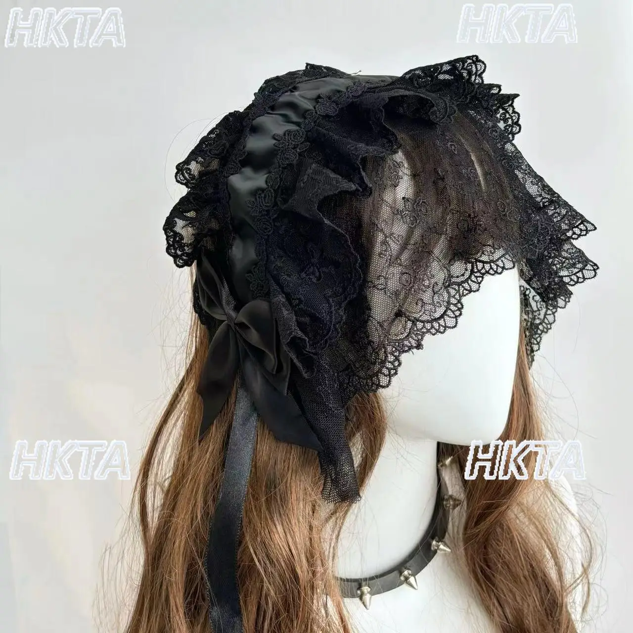 

French Elegant White Headband Lolita Sweet Soft Girl Hair Accessory Lace Bow Black Headband Y2K Halloween Cosplay Decoration