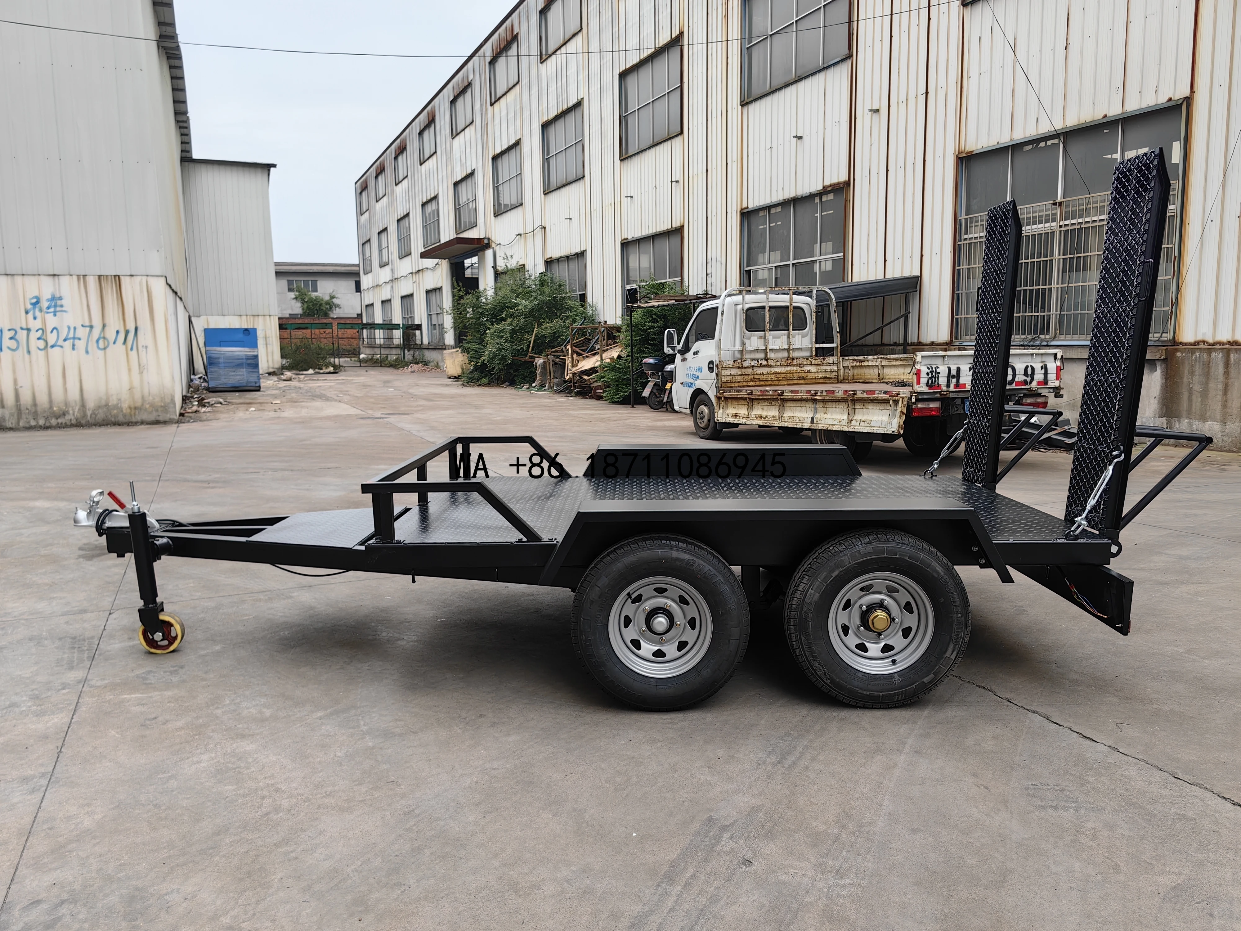 （Factory Direct Sale）Galvanised Tandem Trailer Car Trailers Agricultural Mini Excavator Digger Trailer