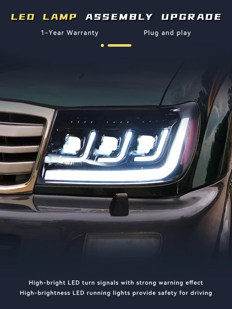 Car Styling For Toyota Land Cruiser LC100 FJ100 4700 Front Light DRL Head Lamp LED 1998-2007 Lens Headlight Accessories Vehicles