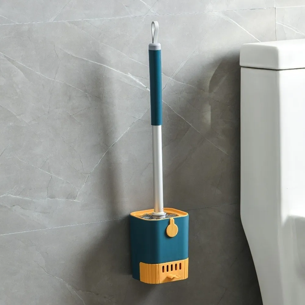 Ergonomic Wall Mount Toilet Brush Set Built-in draining tray Durable Bristles Toilet Cleaning Brush ventilated anti-mold