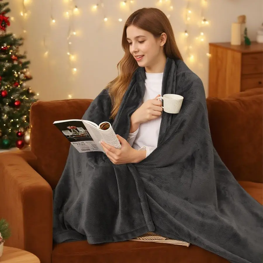 

Heated Blanket 62x84 Twin Size 4 Heat Levels, 10H Auto Shut Off, UltraSoft Flannel Fleece Heated Blanket with Overheat Protectio