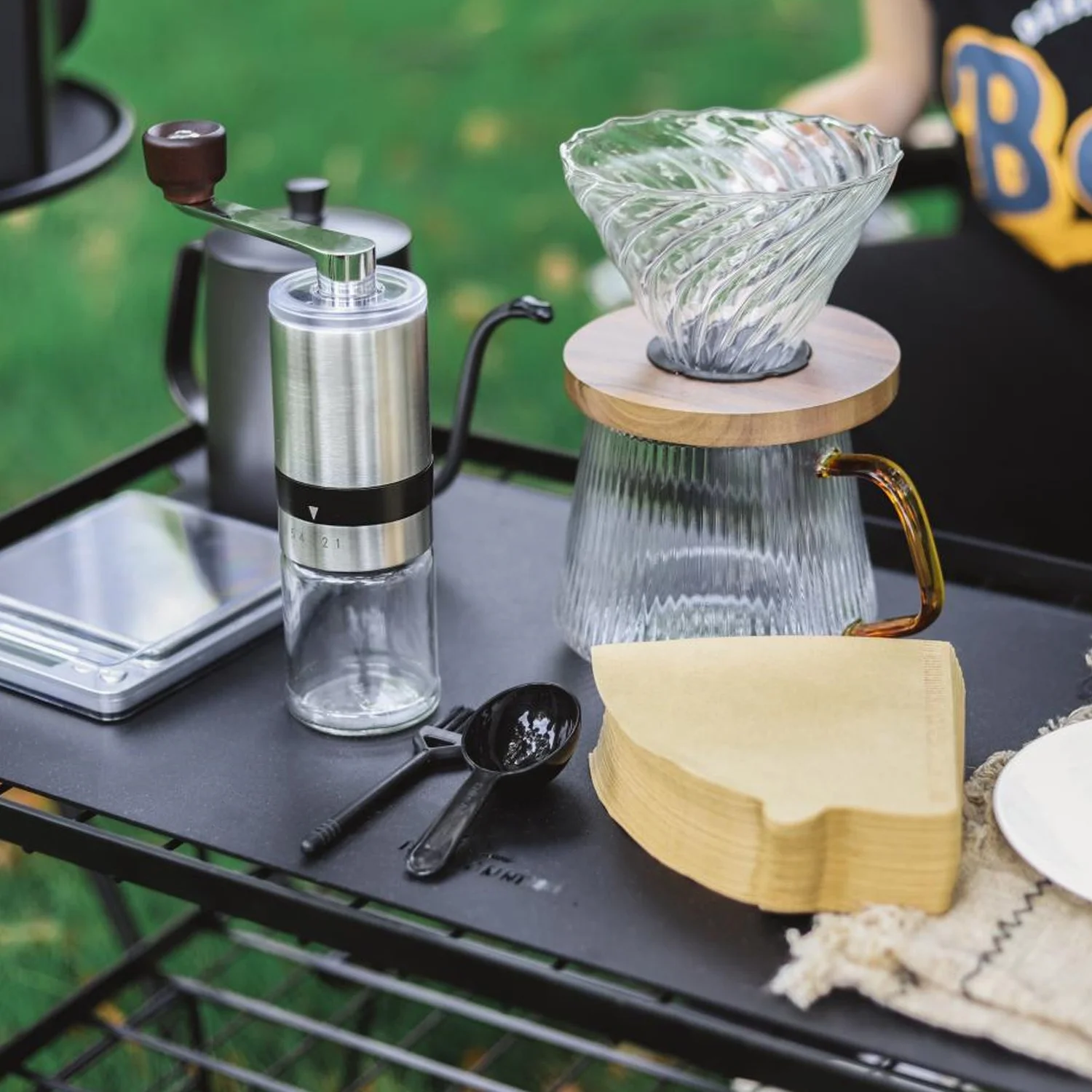 New Travel Bag Outdoor Camping Accessories American Style Glass Manual Pour Over Coffee Maker Set Coffee & Tea Tools