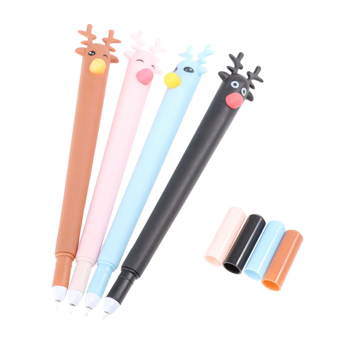 8 pezzi di penna a sfera a forma di cervo di Natale, design a ombrello con inchiostro blu, scrittura liscia, antiscivolo, per bambini, studenti, ufficio, scuola