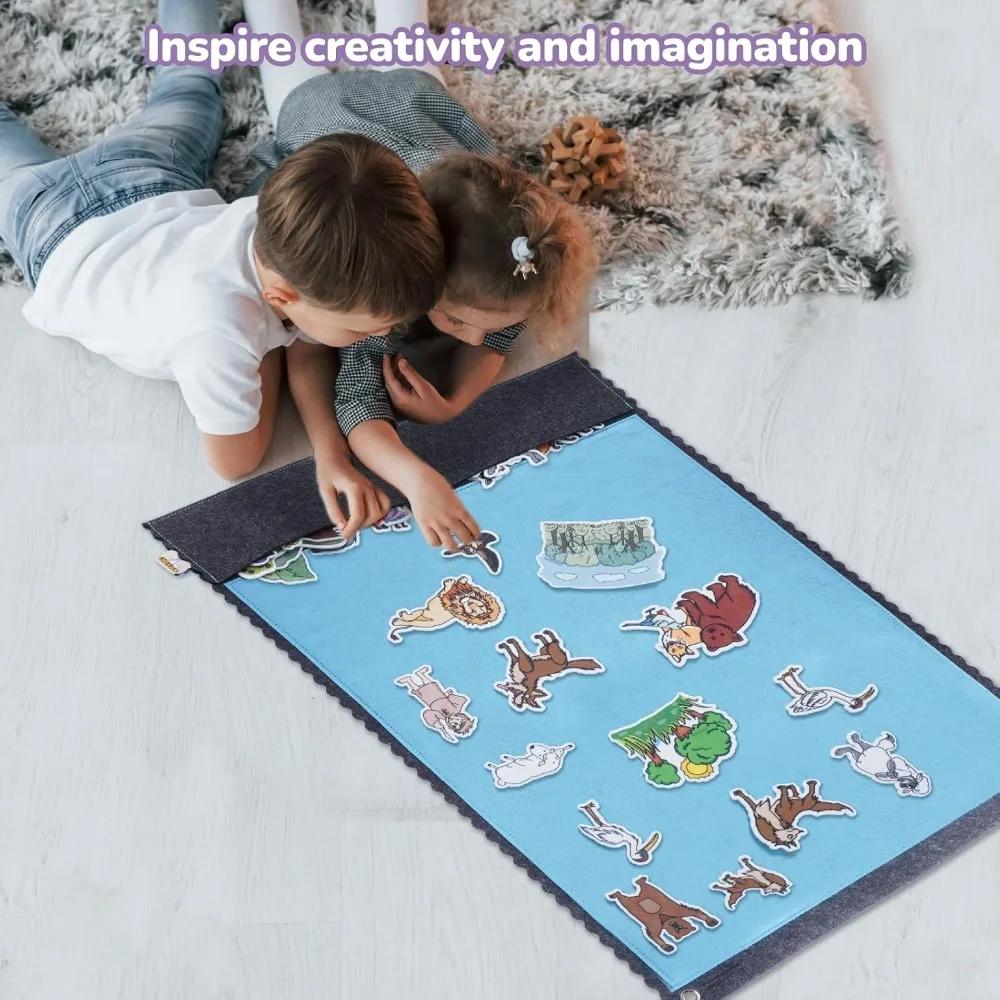 Large Felt Board for Toddlers, 32x22 Inch Flannel Board with 2 Storage Pockets for Classroom and Daycare view 5