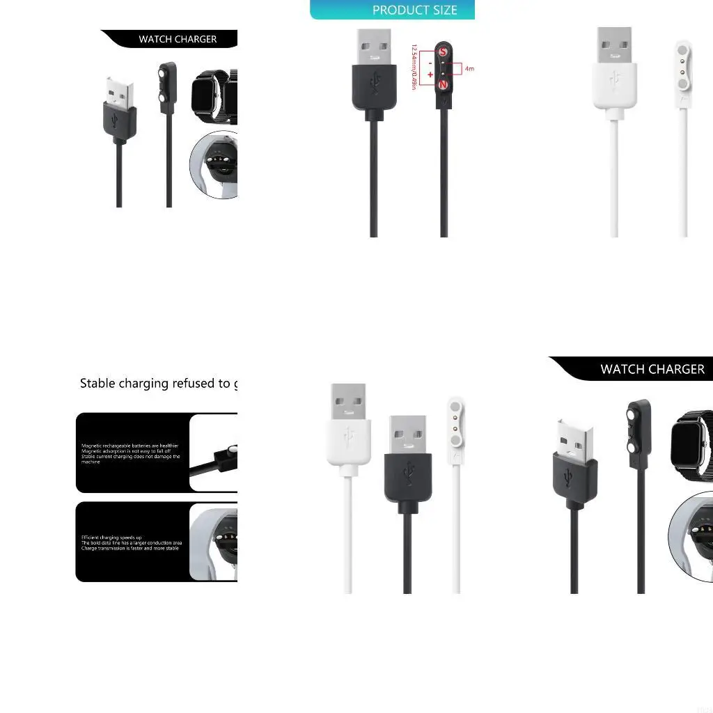 193A Charging Cable USB Dock Adapter Cord Power Supply Line For RS4 LS12 2pin 4.0mm Space Smartwatch