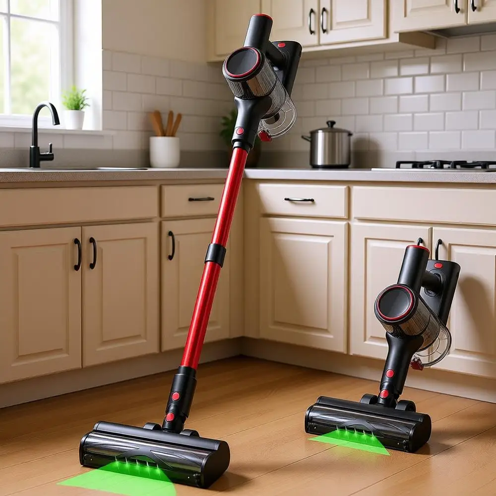 

45KPA 8-in-1 Vacuum Cleaners for Home, 50Mins Runtime, Anti-Stick with LED Display, Rechargeable Lightweight Vacuum for Pet Hair