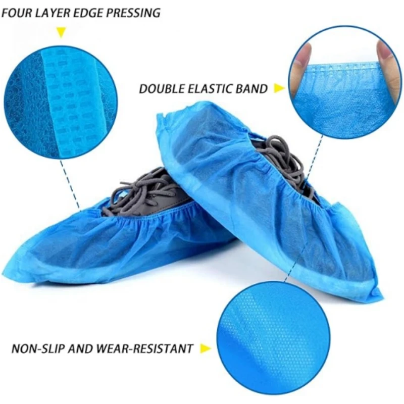 Disposable Shoe Covers Non-Slip 100PCS Shoe Boot Covers Non-Woven Waterproof One Size Fits Most Carpet Indoors Garden Booties