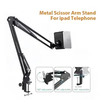 Soporte giratorio para tableta Soporte para teléfono Brazo largo Metal 360 ° Soporte ajustable para iPad para Xiaomi iPhone Huawei Samsung de 4 a 11 pulgadas