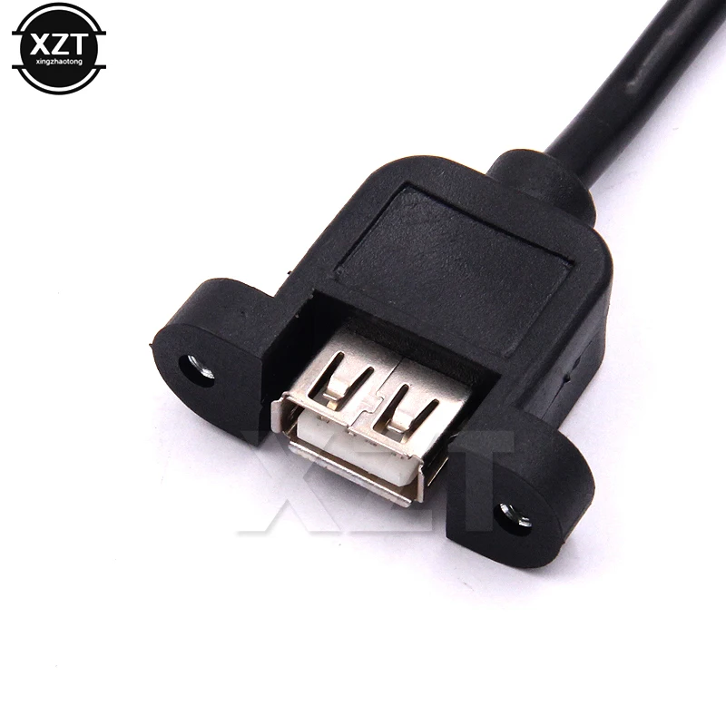 30CM NEW USB 2.0 Male to Female Extension Cable with Panel Mount Screw Hole Connector Adapter For computer