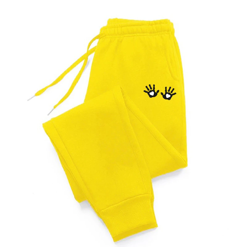 

Fingerprint Printed Women Sweatpant Warm Long Trousers Hip Hop Comfortable Trousers Pocket Warm Trousers