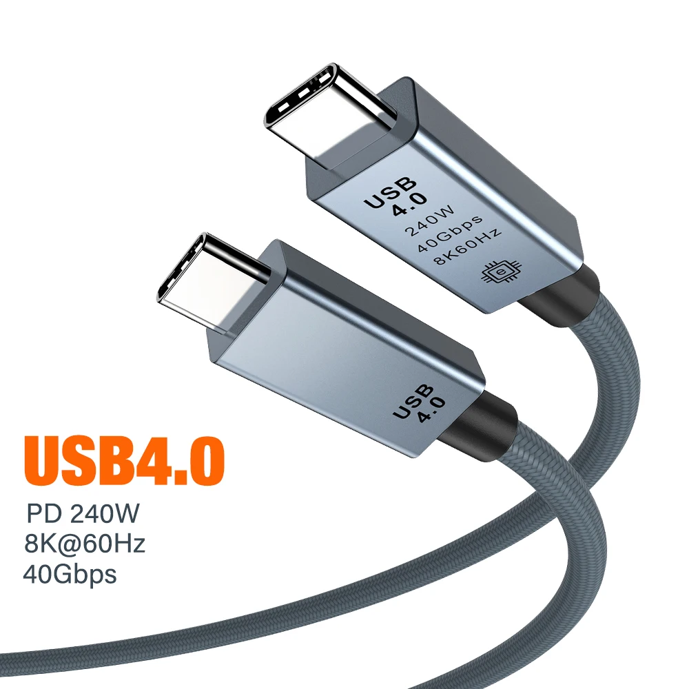 USB4 Cable 40Gbps 240W 8K 60Hz Thunderbolt 4 Compatible Type C to C Fast Charging Data Transfer Cord for Laptop MacBook