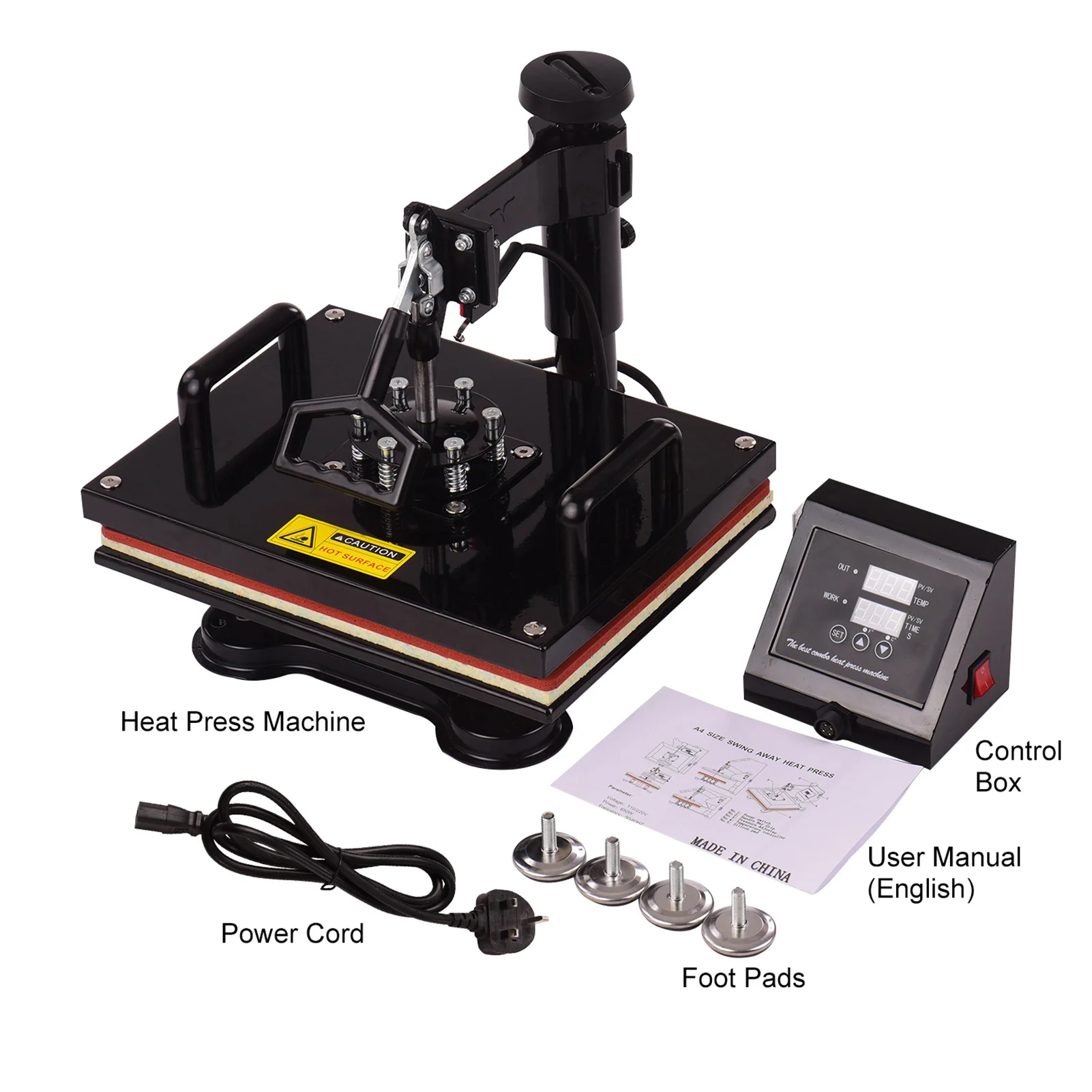 12x15 Inch Combo Heat Press Machine Professional Dual Digital Sublimation Heat Transfer Swing Machine 360-degree Rotation