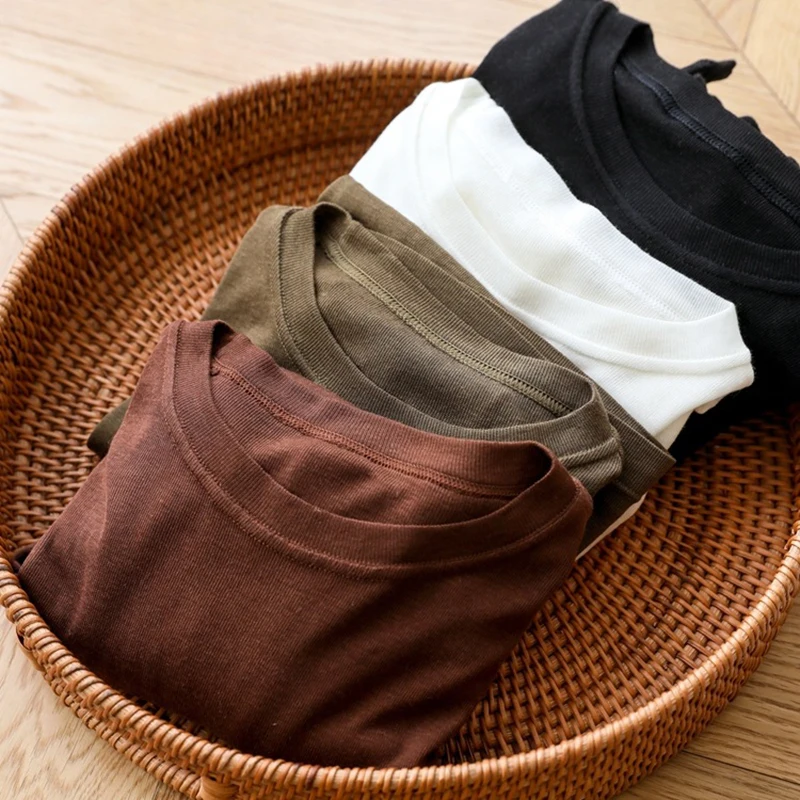 تي شيرت نسائي رقيق برقبة دائرية وأكمام طويلة من الصوف الصلب ملابس علوية أساسية غير رسمية لربيع وصيف 2024