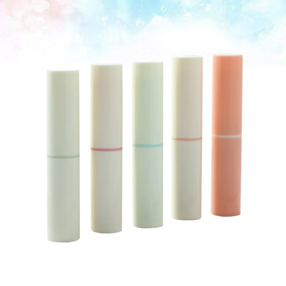 

5pcs 4g Women Empty Plastic Lip Balm Tubes Containers Lip Gloss Storage Container for Ladies and (Light Green + Orange + B