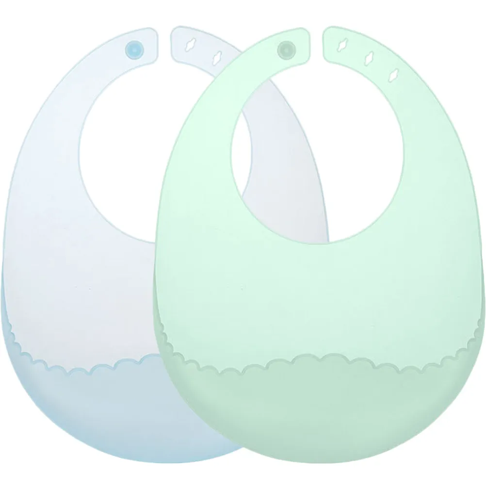 

2Pcs Silicone Baby Bibs Soft Drool Teething Feeding Bibs Adjustable Neck for Girls Boys Lightweight Portable Baby Feeding