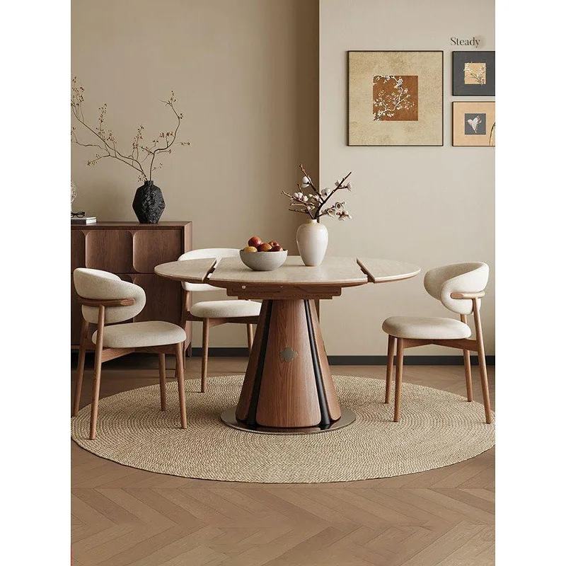 style square and round dual-purpose variable round table folding large and small apartment dining table