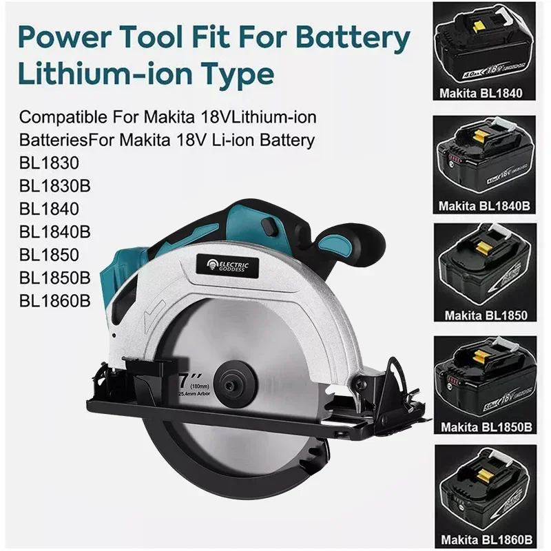 Electric Goddess 5/7-INCH Cordless Round Saw 5000RPM Brushless Lithium Saw 45-Degree Adjustment For 18V Makita Batteries