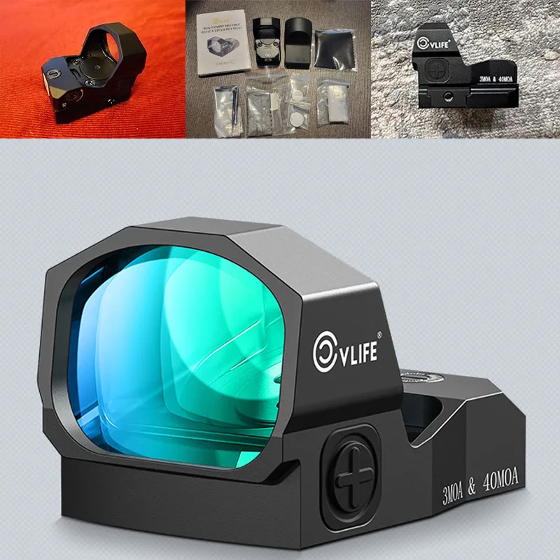 

CVLIFE WolfCovert X S02 Full-Sized Multiple Reticle Motion Awake Green Dot For RMR with Adapter Plate for MOS 21mm Picatinny