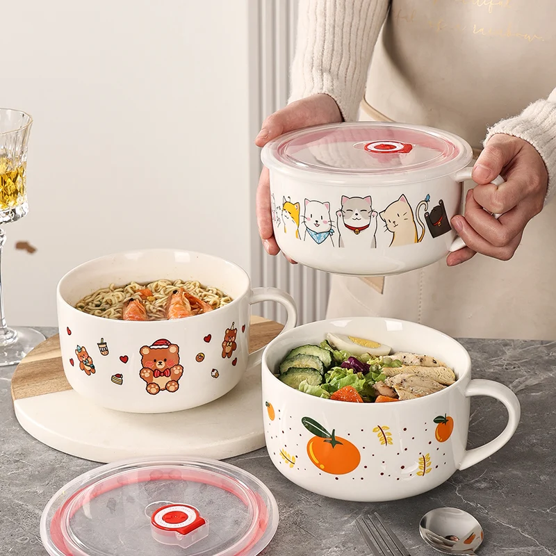 

Чаша для супа Cerc Миска для риса с крышкой и ручкой Миска для микроволновой печи Se Fren Миска для лапши быстрого приготовления Миска для супа Bento Box