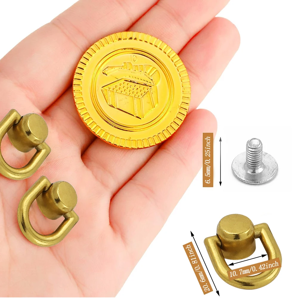 4pcs Metal Bag Rivet Nail Buckle D Ring Stud Button Bags Handles Chain Hook Handbag Side Clip for Purse Strap Hardware Accessory