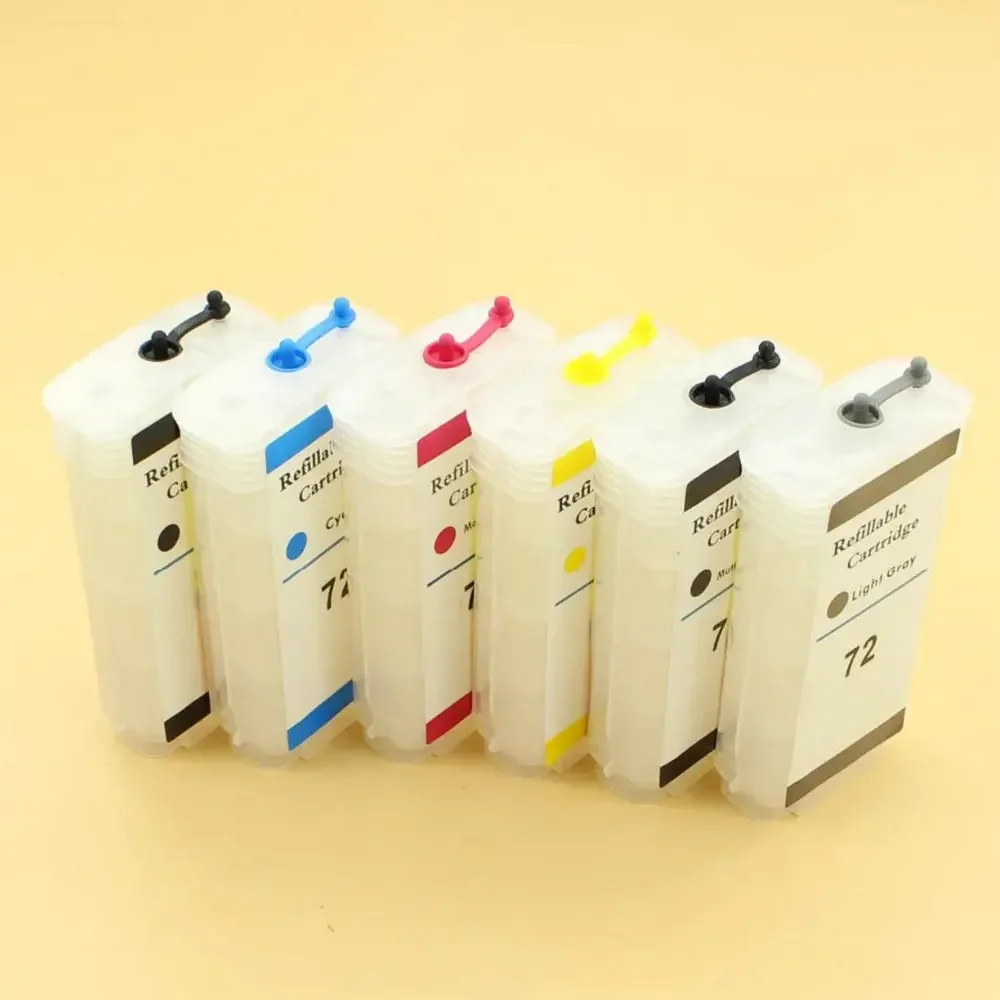 Cartucho de tinta vacío rellenado para impresora HP72, Kit de Chip permanente de reinicio automático para HP72 T1100 T1300 T2300 T1120 Designjet 130ML