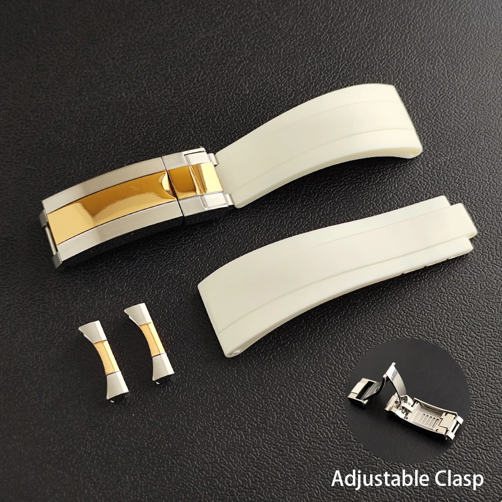 High Quality 20mm Watch Strap And Curved Watch Strap Ends Adjustable Rubber Watch Strap Fits 20mm Width VK63 Case Watch Parts image 3