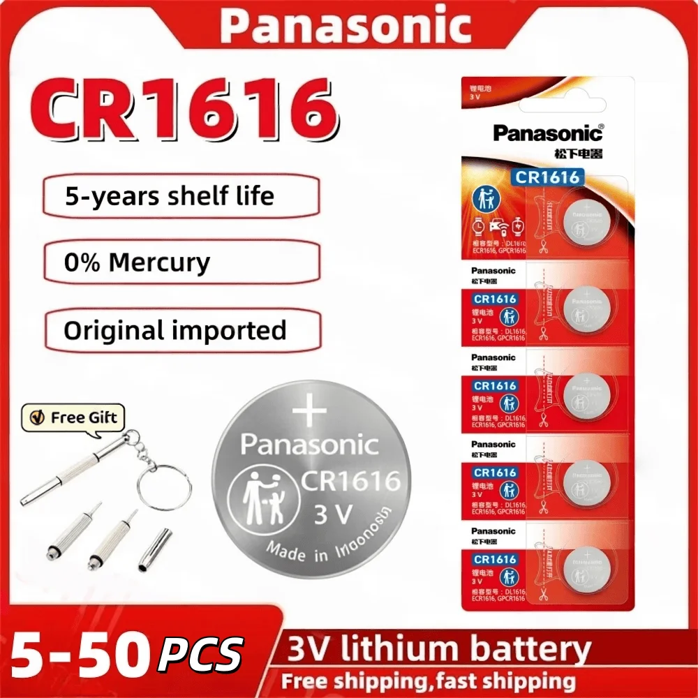 5-50PCS Original Panasonic CR1616 3V Lithium Coin Battery DL1616 5021LC Fit Car Key Watch Remote Control Calculator