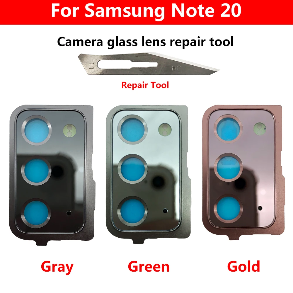 NEW Rear Back Camera Glass For Samsung Note 20 / Note 20 Ultra Main Camera Lens Glass Cover With Frame Holder Replacement