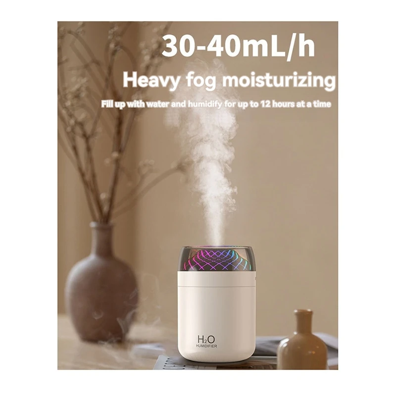 カラフルなガラスカップ加湿器,ベッドサイドテーブルの装飾,常夜灯,大きなミスト加湿器,USB