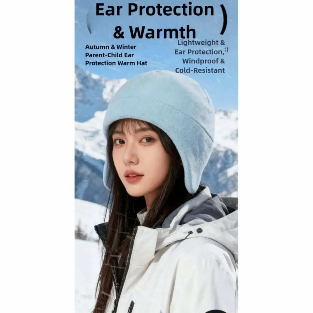 Polyester Ear Protection Cap Coldproof Parent Child Windproof Hat Multiple Colors Windproof Design Headwrap Hat Skiing