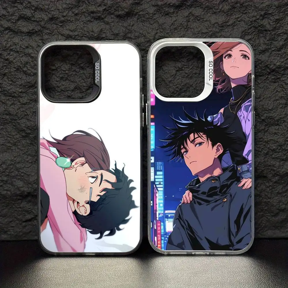 

Anime D-Dandadan Phone Case For iPhone17,16,15,14,13,12,11 Pro Max Blcak Colorful Silver Plated Inside Phone Case