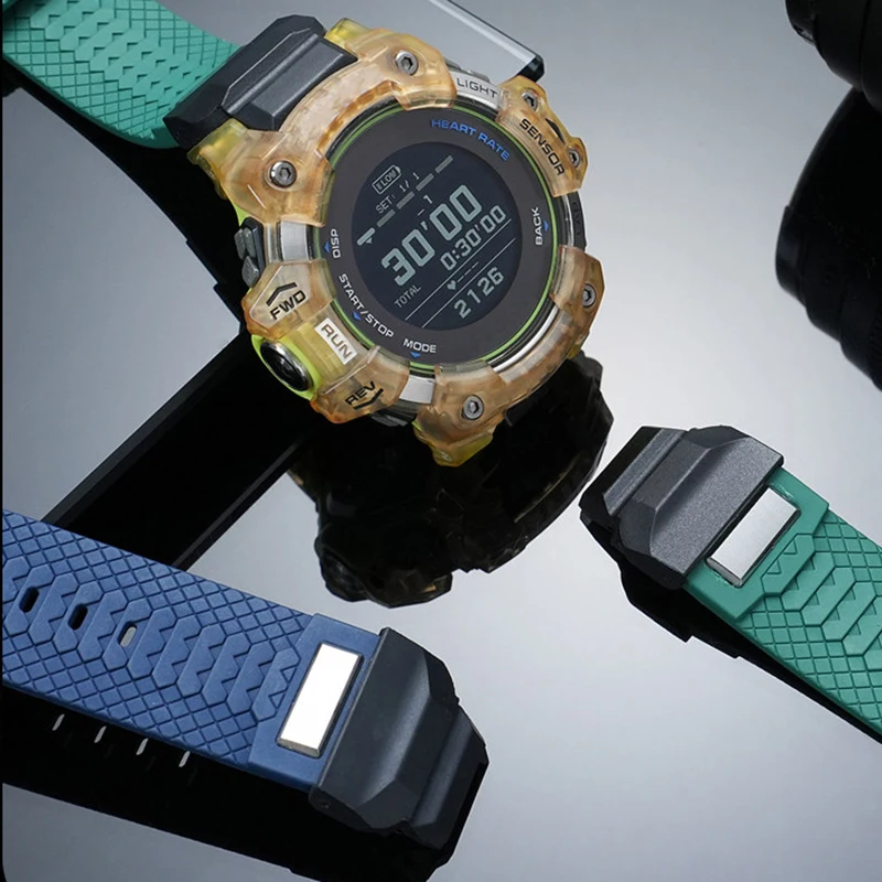 DIY Fluororubber Watch Strap for Casio Solar Cat Man Series GBD-H1000 Sports Waterproof Fluororubber Watch Strap Male Accessorie