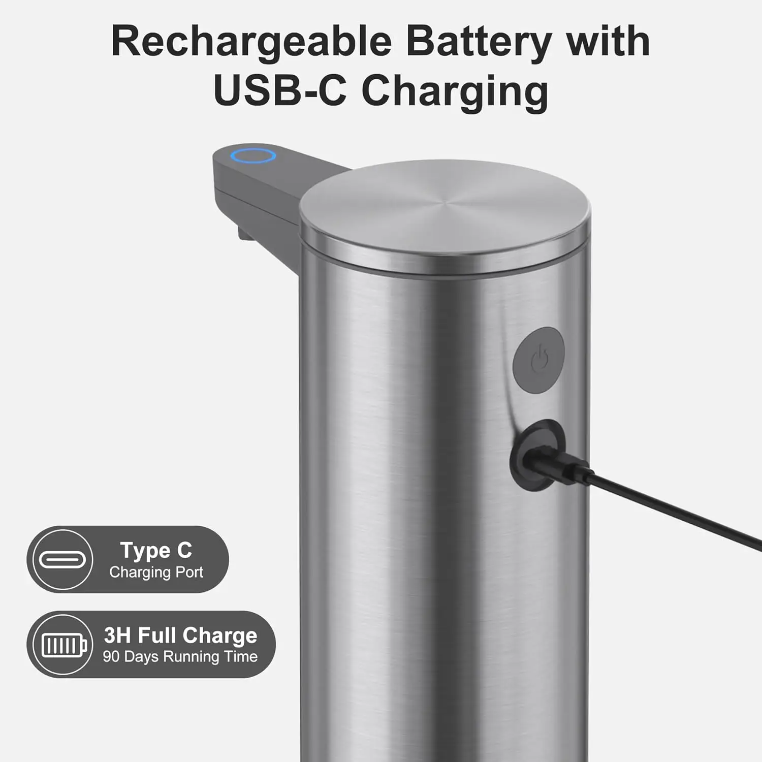 インテリジェント自動感知ステンレス鋼ソープディスペンサー非接触壁掛け式電気家庭用キッチン用