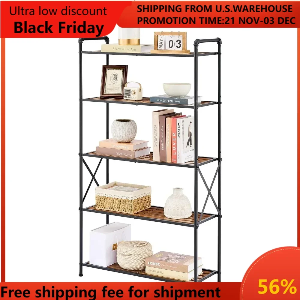 5-Tier Storage Rack, Widen Shelving Unit Storage Shelves, Multipurpose Shelf Display Rack for Living Room, Kitchen, Bathroom