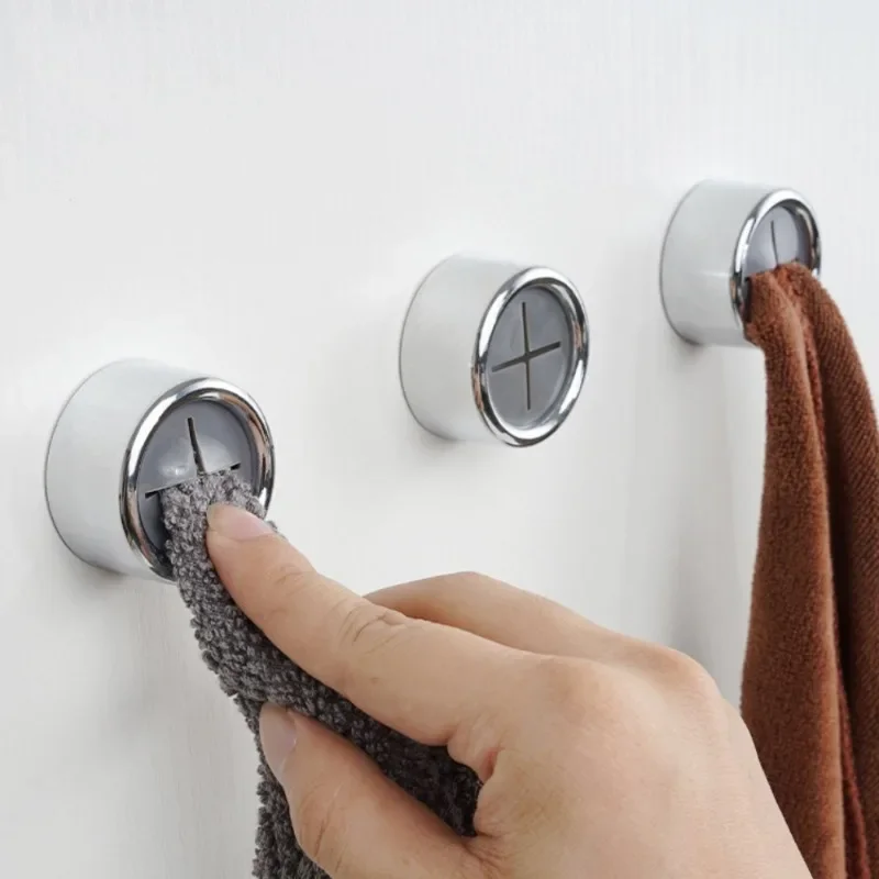 6/1Pcs Towel Plug Holder Punch Free Bathroom Organizer Rack Self-adhesive Towels Rags Cloth Storage Clips Hooks Kitchen Tools