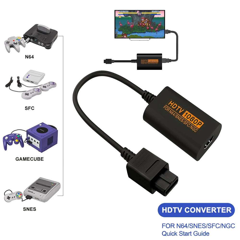 NGC/SNES/N64 To HDMI Converter Adapter,HDMI Cable for Nintend 64 SNES Console Game Cube NGC Plug and Play Restore Game Screen