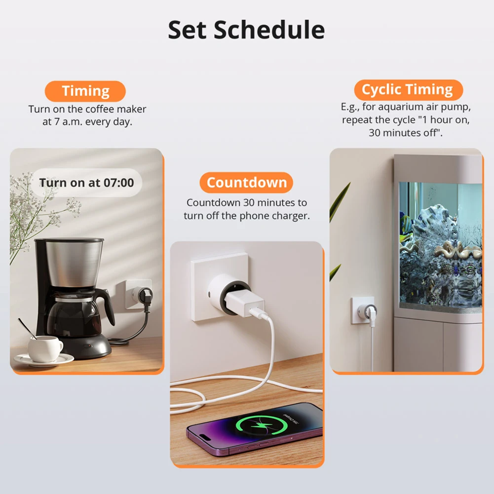 WiFi for Smart Socket S60TPF 250V 16A For eWeLink Supported Type E/F with 2.4GHz for ieee 802.11 b/g/n and Overload for