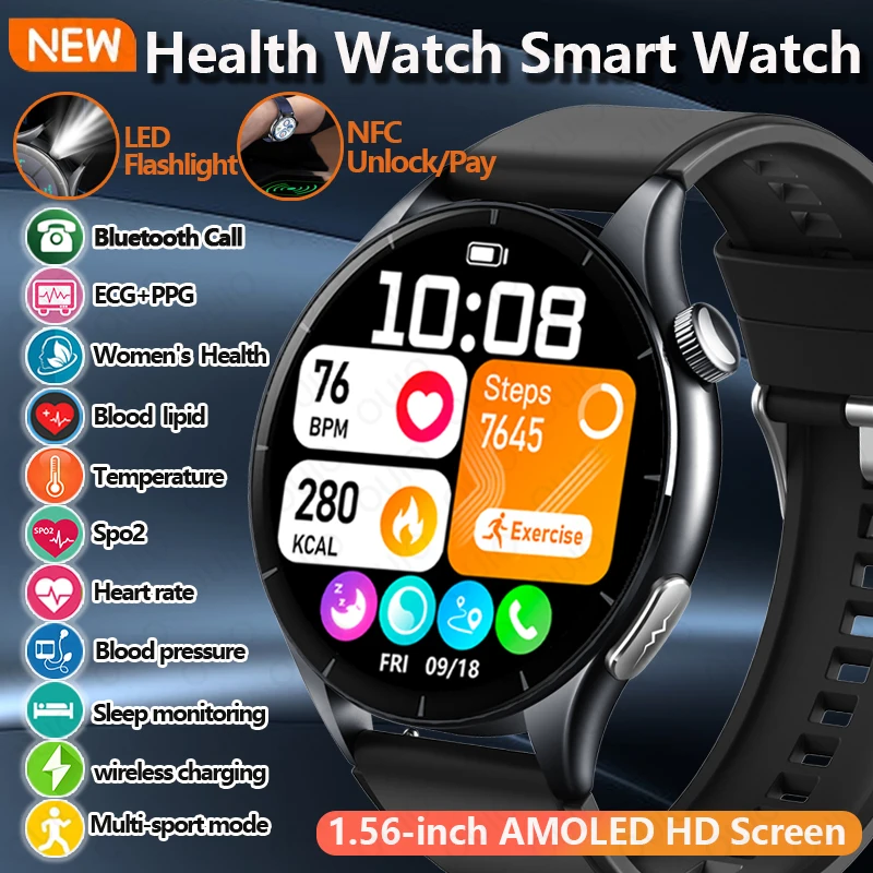 

New Health Smart Watch Men Women's ECG Monitoring Micro Physical Examination Bluetooth Call AI Voice Sports Health Smart Watch