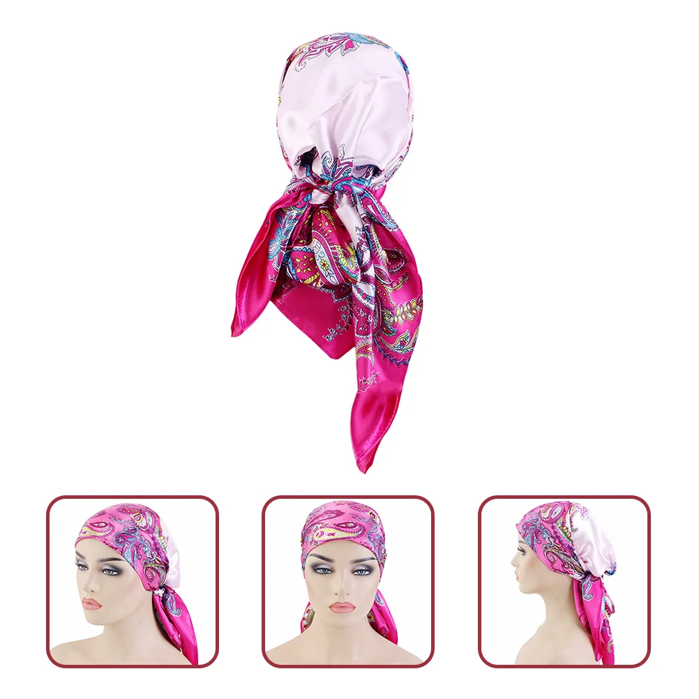 Baotou Hair Decoration Scarf Turban Square Head for Sleeping Satin Scarves Curly Protection