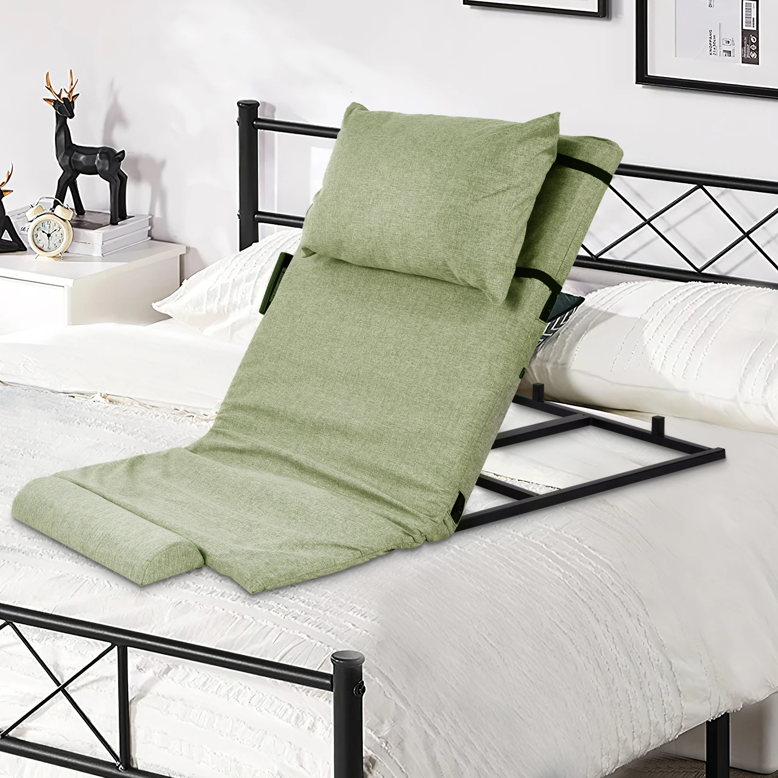 

Power Lifting Bed Backrest, Elderly Bed Assist, Electric Auxiliary Backrest, Includes Cushion & Foot Pad for Patient, Handicap