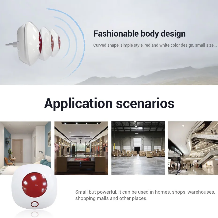 110dB Loud ไร้สาย Strobe ไซเรนสีแดง 433MHz ในร่มแฟลชฮอร์นกระพริบไซเรนสําหรับ G60 G30 G34 G70 ระบบ