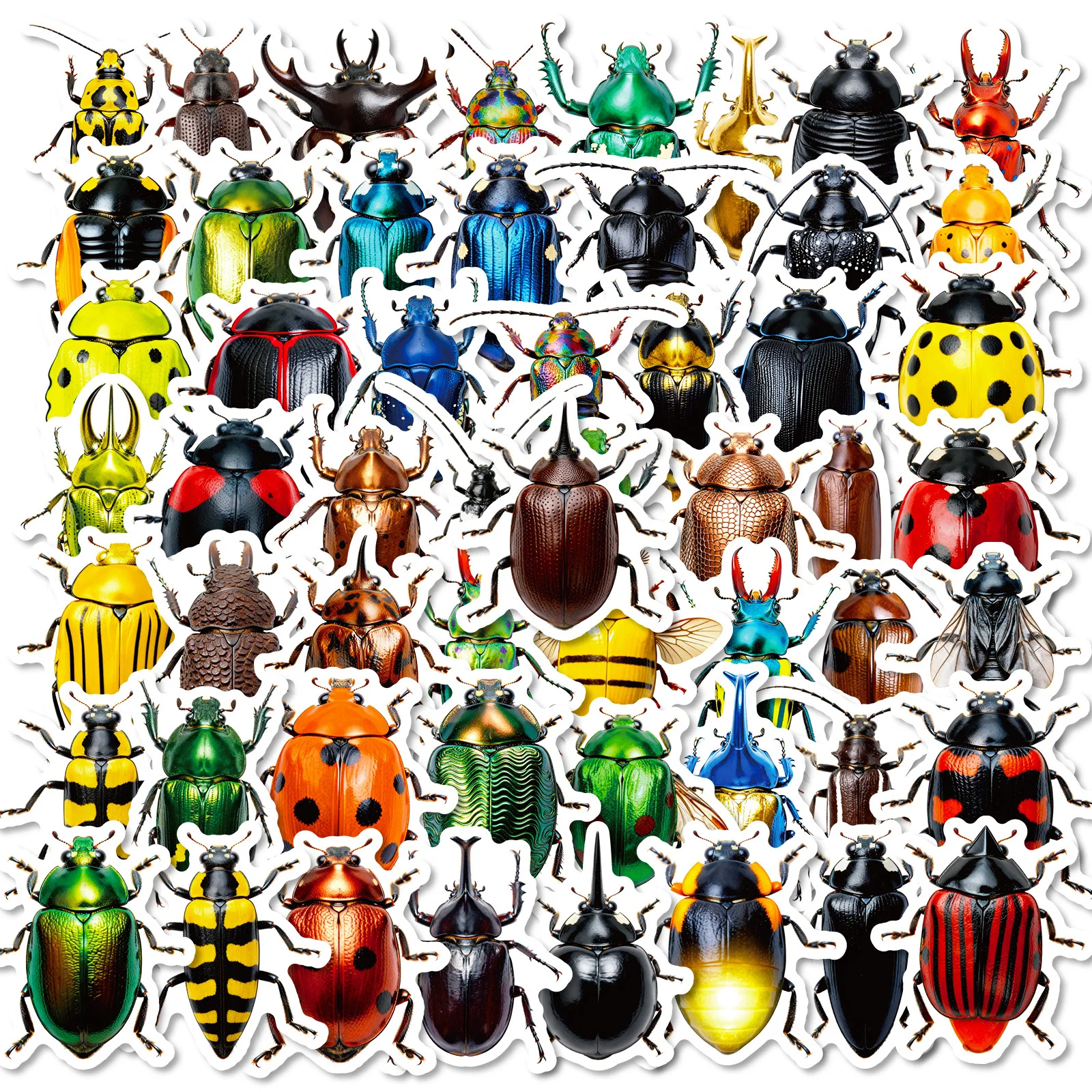 56/112PCS Colorful Beetle Insect Doodle Stickers, Creative Decals for Journal Office School Supplies Unique Decor