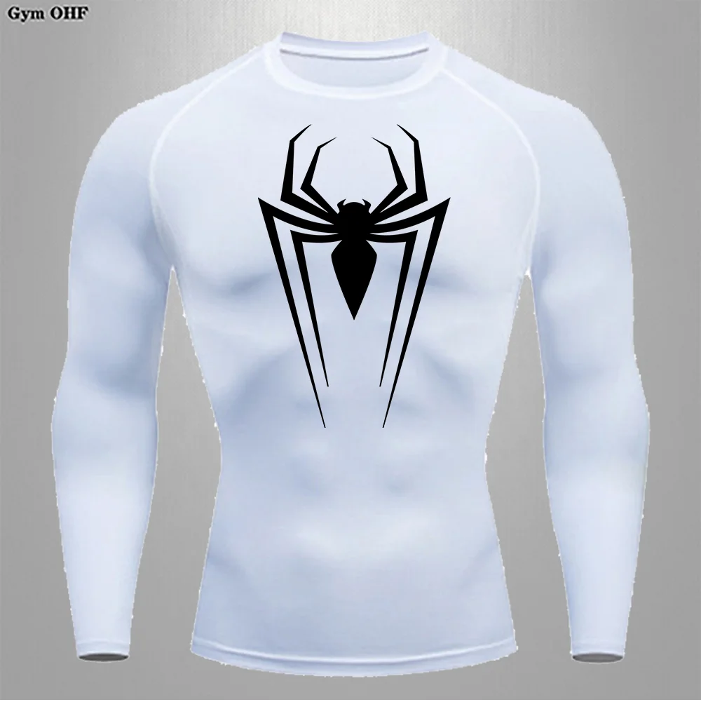 Spider Men's Quick Drying T-shirt Long Sleeved Training Clothes Compression Fitness Jujitsu Workout Gym Training Basketball Top