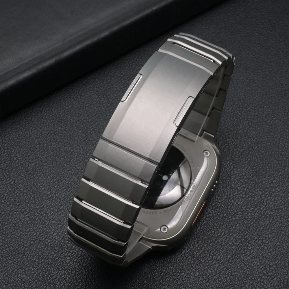 Pulseira luxuosa de aço inoxidável para iwatch 49mm 46mm 45mm 44mm 40mm 38mm pulseira masculina de negócios para apple watch ultra2 s10 9 8 7 6 5 4