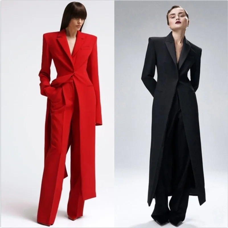 Newest Women Suits Set Elegant For Wedding Long Blazer Party Tuxedo Office Lady Jacket+Pants 2 Pieces Prom Dress Custom Made