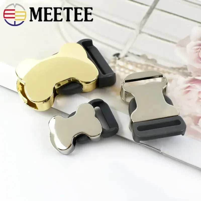 5/10Pcs Meetee 10-25mm Metal Side Release Buckle Bag Strap Adjuster Clasp Backpack Belt Dog Collar Bone Shape Hook Accessories