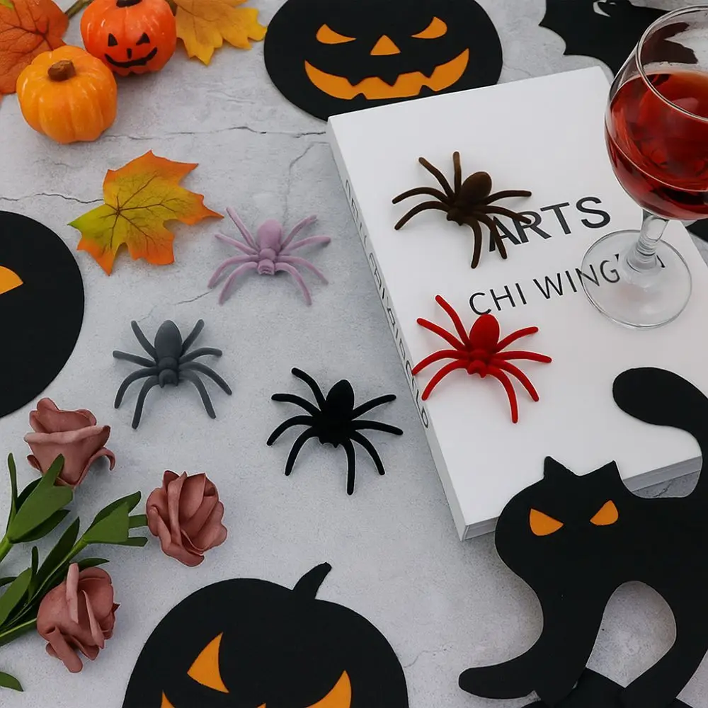 10 pezzi divertenti mini Halloween peluche ragno simulazione spaventoso falso ragno 3D giocattolo realistico ragno artificiale carnevali