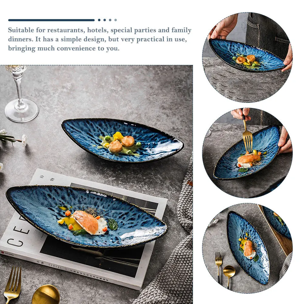 

Sushi Plate Ceramic Decorative Food Multi-use Sashimi Dish Plates Tray Canteen Japanese