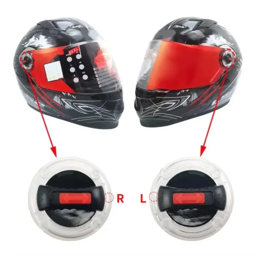 1 par de capacetes de motocicleta lente viseira clipe escudo bloqueio viseira solar parafusos fixação placa base girar interruptor para ff370/358/386/394/325