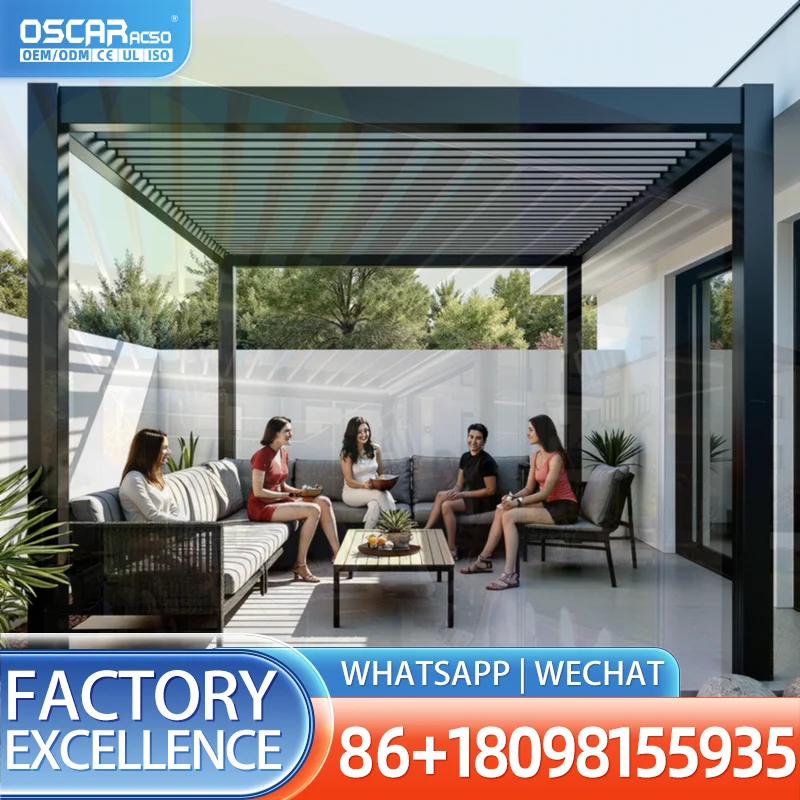 3x3 3x4 4x4 6x4m Modern Outdoor Aluminium Pergola with Zip Screen Factory Wholesale pergola